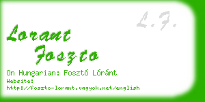lorant foszto business card
